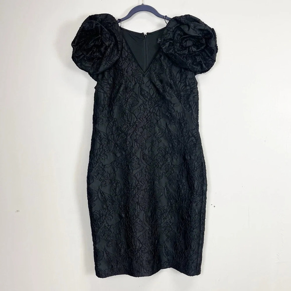 Tadashi Shoji Dresses & Skirts - Tadashi Shoji Dress Womens 16 Black Rosette Sleeve Lace Cocktail